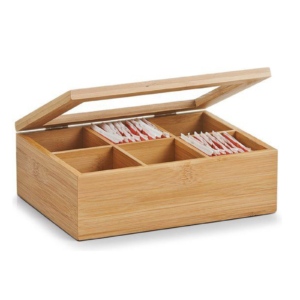 Caja De Bambu De Te Con Tapa (6 Espacios)
