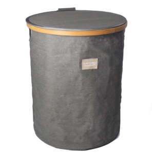 Cesto Laundry De Tela Estructura De Bambu C/tapa