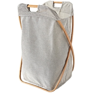 Cesto Laundry De Tela Estructura De Bambu