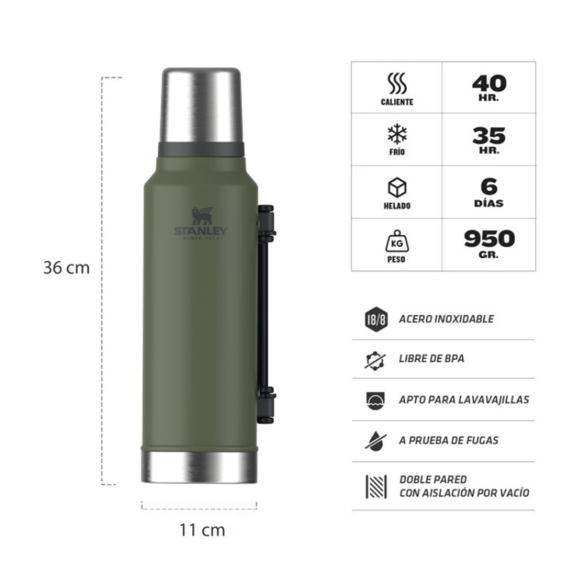 Termo Clasico 1.4 Lts. Asa Plegable Dried Pine - Imagen 2