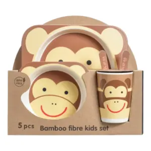 Set De Vajilla Infantil Monkey 5 Piezas
