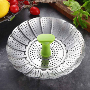 Vaporera Multifuncional Plegable De Acero Con Agarradera - 22 Cm