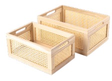 Caja De Madera Y RatÁn Chica