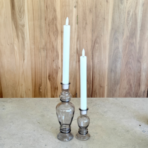 Candelabro De Vidrio Bajo Gris
