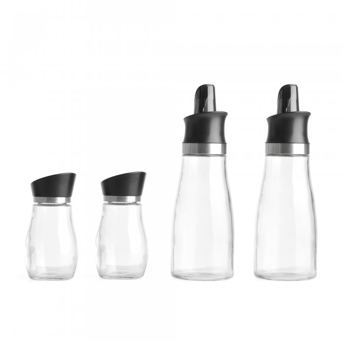 Set Alcuza Glass Aceitero Vinagrero Sal Pimienta - Imagen 2