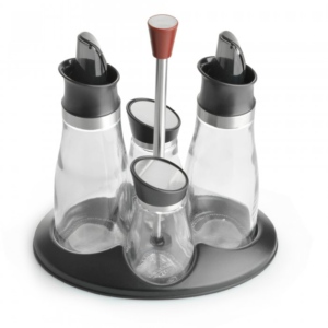 Set Alcuza Glass Aceitero Vinagrero Sal Pimienta